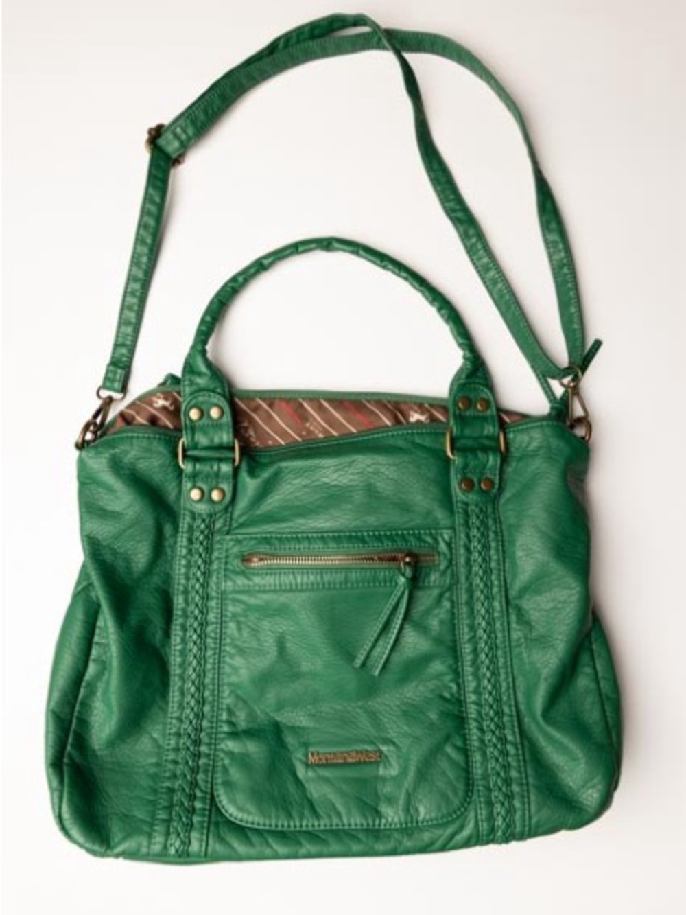 Green Faux-Leather Tote Bag by Wrangler